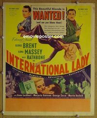 T212 INTERNATIONAL LADY window card movie poster '41 George Brent
