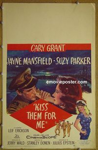T221 KISS THEM FOR ME window card movie poster '57 Cary Grant, Mansfield