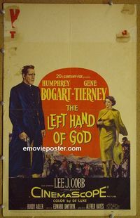 T225 LEFT HAND OF GOD window card movie poster '55 Humphrey Bogart
