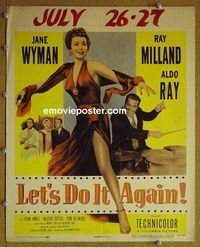 T227 LET'S DO IT AGAIN  window card movie poster '53 Jane Wyman, Milland