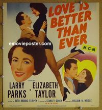 T235 LOVE IS BETTER THAN EVER window card movie poster '52 Liz Taylor