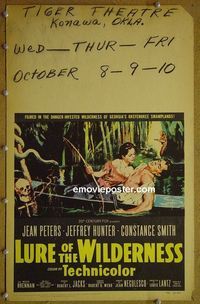 T238 LURE OF THE WILDERNESS window card movie poster '52 Jean Peters