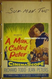T242 MAN CALLED PETER window card movie poster '55 Henry Koster, Richard Todd