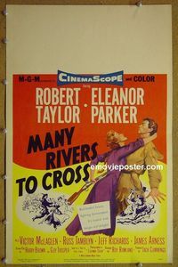 T244 MANY RIVERS TO CROSS window card movie poster '55 Robert Taylor, Parker