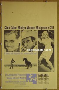 T246 MISFITS window card movie poster '61 Clark Gable, Marilyn Monroe, Clift