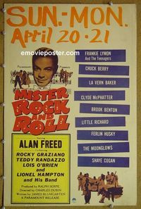 T248 MISTER ROCK & ROLL window card movie poster '57 Alan Freed, Chuck Berry