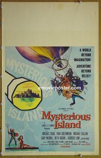 T256 MYSTERIOUS ISLAND  window card movie poster '61 Ray Harryhausen