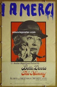 T257 NANNY window card movie poster '65 Bette Davis, Hammer horror!