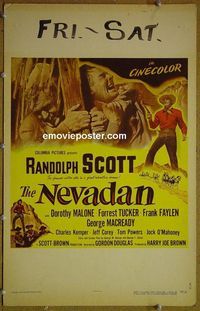 T258 NEVADAN window card movie poster '50 Randolph Scott, Malone