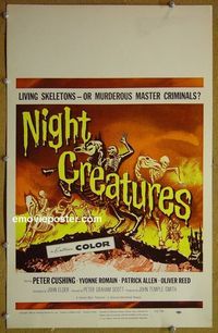 T261 NIGHT CREATURES window card movie poster '62 Hammer, Peter Cushing
