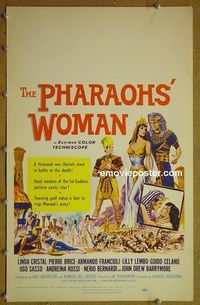 T273 PHARAOHS' WOMAN window card movie poster '61 Linda Cristal, Brice