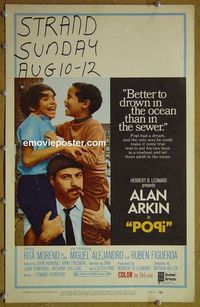 T276 POPI window card movie poster '69 Alan Arkin, Rita Moreno