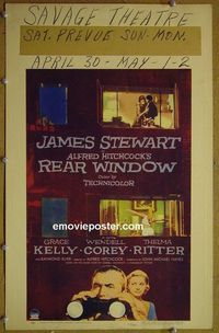 T288 REAR WINDOW window card movie poster '54 Alfred Hitchcock, Stewart