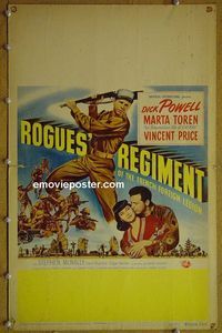 T295 ROGUES' REGIMENT window card movie poster '48 Dick Powell, Marta Toren