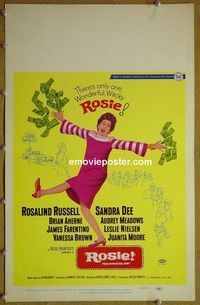 T297 ROSIE window card movie poster '67 Rosalind Russell, Sandra Dee