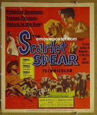 T302 SCARLET SPEAR window card movie poster '54 John Bentley, Martha Hyer
