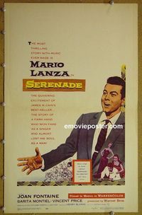 T306 SERENADE  window card movie poster '56 Mario Lanza