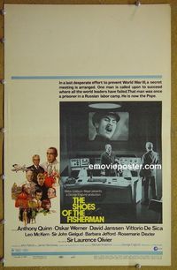 T308 SHOES OF THE FISHERMAN window card movie poster '69 Anthony Quinn