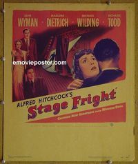 T319 STAGE FRIGHT  window card movie poster '50 Hitchcock, Dietrich
