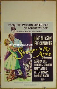 T323 STRANGER IN MY ARMS window card movie poster '59 June Allyson