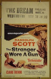 T324 STRANGER WORE A GUN window card movie poster '53 3D western!