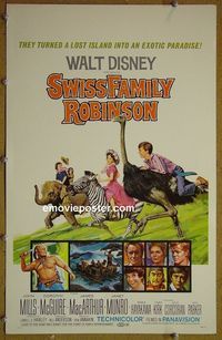 T329 SWISS FAMILY ROBINSON  window card movie poster R69 Disney