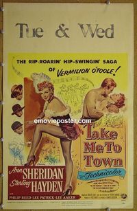 T331 TAKE ME TO TOWN window card movie poster '53 Ann Sheridan, Hayden