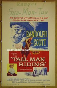 T332 TALL MAN RIDING window card movie poster '55 Randolph Scott