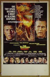 T345 TOWERING INFERNO window card movie poster '74 McQueen, Newman