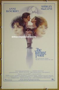 T349 TURNING POINT  window card movie poster '77 Shirley MacLaine, Bancroft