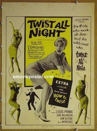 T351 TWIST ALL NIGHT window card movie poster '62 June Wilkinson, AIP!