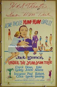 T352 UNDER THE YUM-YUM TREE window card movie poster '63 Jack Lemmon, Lynley