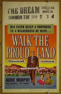 T358 WALK THE PROUD LAND window card movie poster '56 Audie Murphy