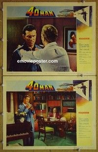 Y974 4D MAN 2 lobby cards '59 cool special effects card!
