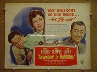 Y006 ADVENTURE IN BALTIMORE title lobby card '49 Robert Young, Temple