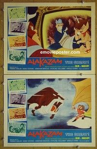 Y978 ALAKAZAM THE GREAT 2 lobby cards '61 Japanese anime!
