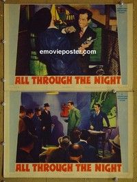 Y979 ALL THROUGH THE NIGHT 2 lobby cards '42 Humphrey Bogart