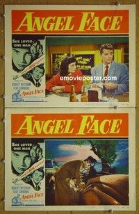 Y981 ANGEL FACE 2 lobby cards '53 Robert Mitchum, Jean Simmons