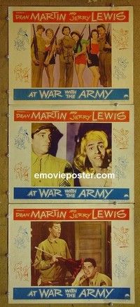 Y818 AT WAR WITH THE ARMY 3 lobby cards '51 Martin & Lewis!