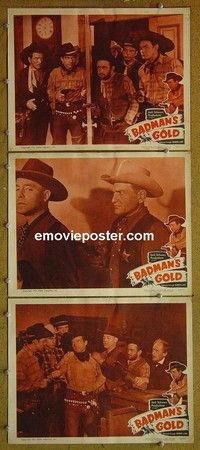 Y821 BADMAN'S GOLD 3 lobby cards '51 Carpenter, Lockwood