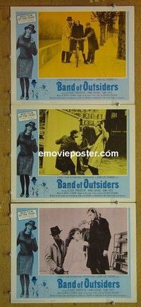 Y822 BAND OF OUTSIDERS 3 lobby cards '64 Jean-Luc Godard