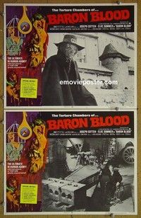 Y989 BARON BLOOD 2 lobby cards '72 AIP Italian Mario Bava horror