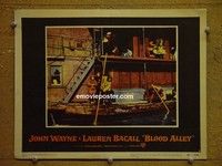 Z326 BLOOD ALLEY lobby card #1 '55 John Wayne, Bacall