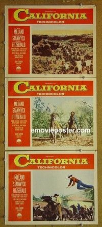 Y839 CALIFORNIA 3 lobby cards R58 Ray Milland, Stanwyck