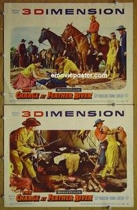 Z015 CHARGE AT FEATHER RIVER 2 lobby cards '53 3-D, Guy Madison