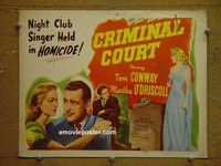 Y069 CRIMINAL COURT title lobby card '46 Tom Conway, Robert Wise