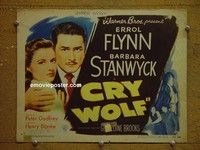 Y071 CRY WOLF title lobby card '47 Errol Flynn, Barbara Stanwyck
