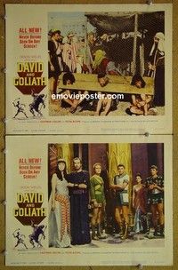 Z025 DAVID & GOLIATH 2 lobby cards '61 Orson Welles, Drago