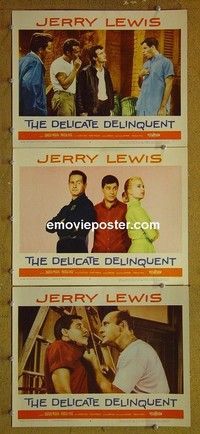 Y852 DELICATE DELINQUENT 3 lobby cards '57 Lewis, Darren McGavin