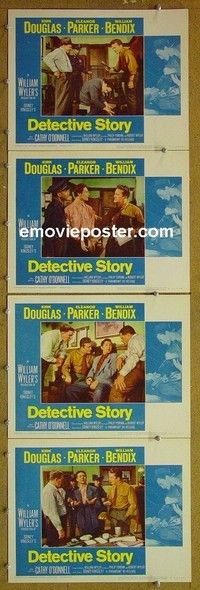 Y736 DETECTIVE STORY 4 lobby cards R60 Kirk Douglas, Parker